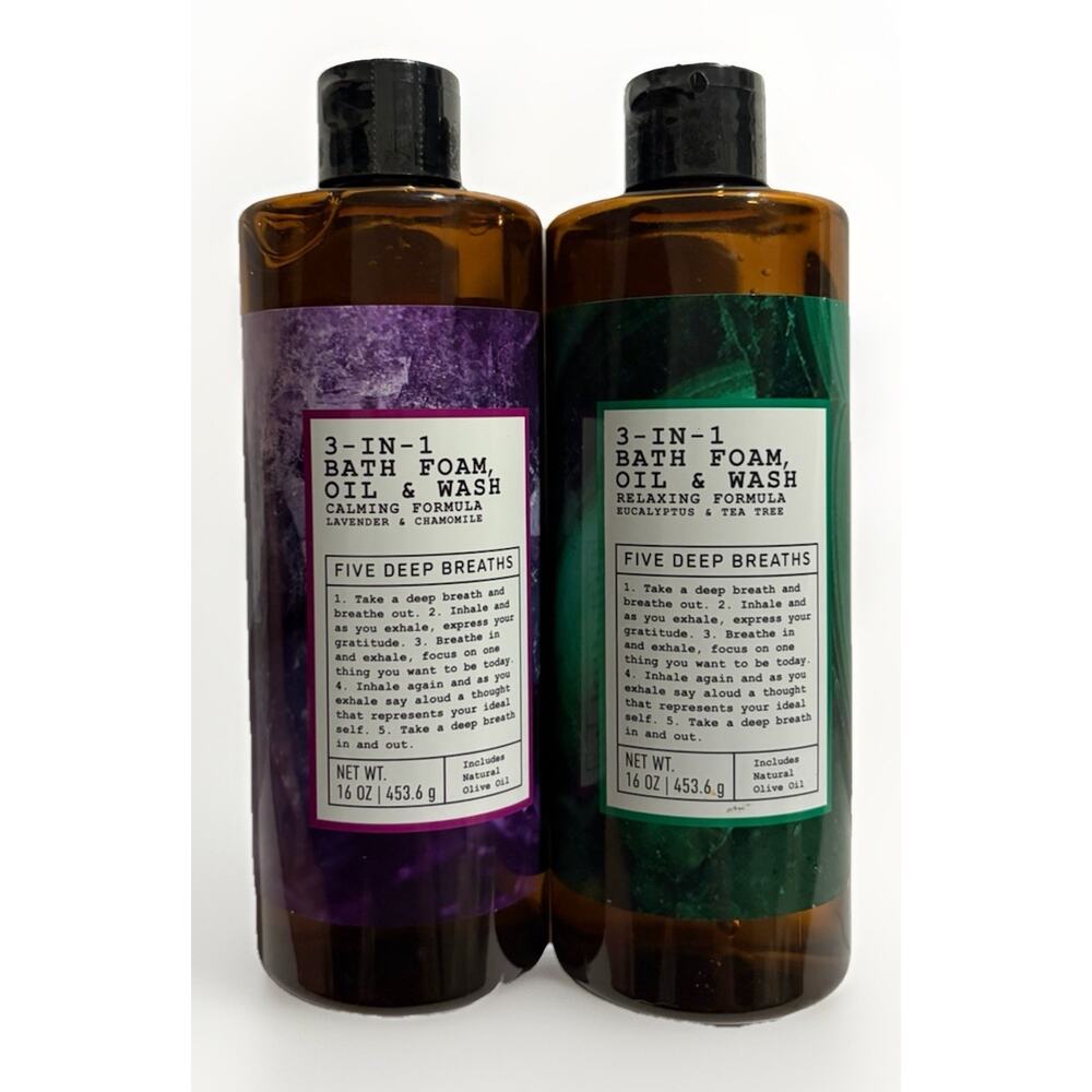 3-in-1 Bath Foam Oil Wash Set Lavender Chamomile Eucalyptus Tea Tree Spa 16oz